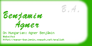 benjamin agner business card